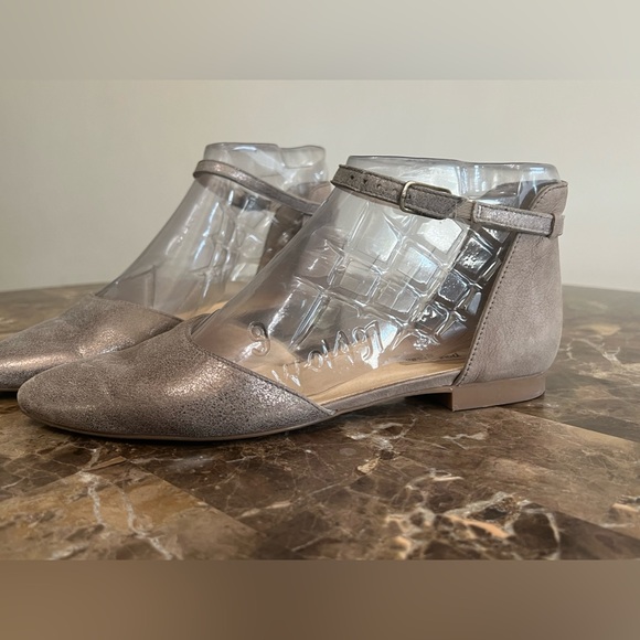 Paul Green Pointed Toe Ankle Strap Metallic Flats - Picture 6 of 16